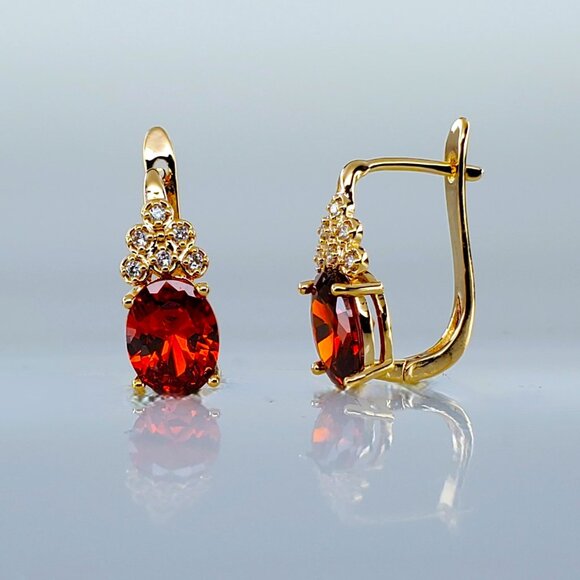 14K Gold Hanging Drop 2ct Red Ruby Gemstone 1ct Diamond  display picture 1